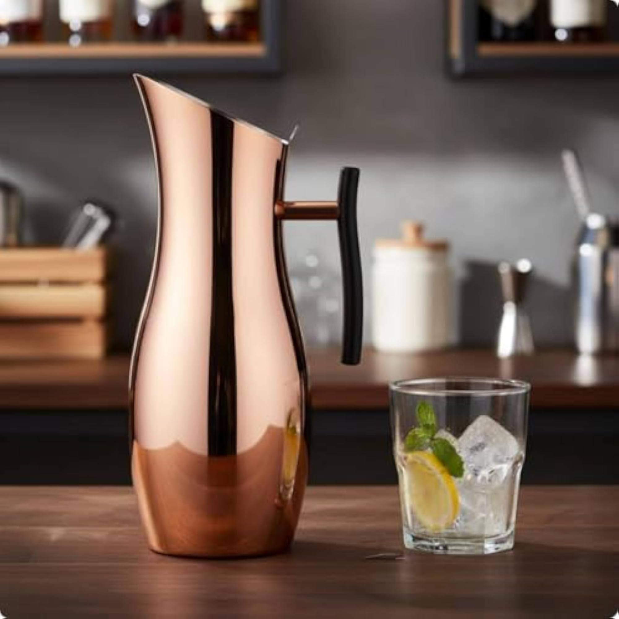 Mirror Polished Stainless Steel Pitcher with Curved Spout